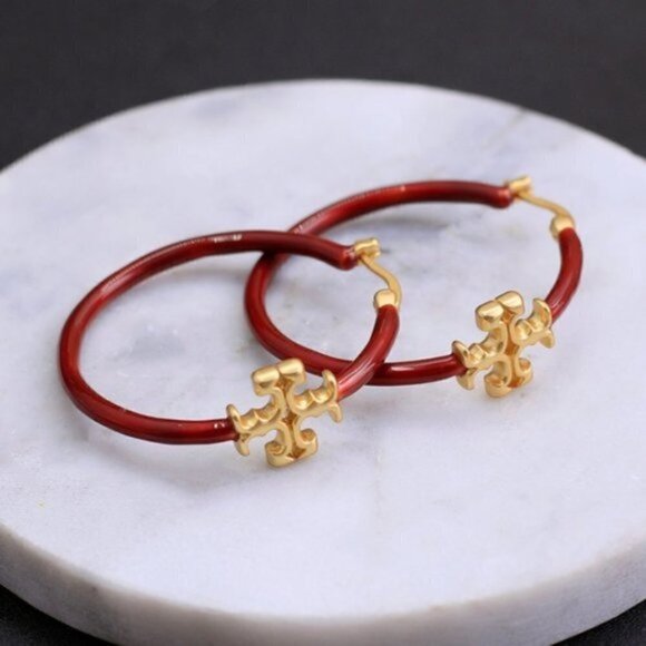 Tory Burch Jewelry - TORY BURCH | Logo Enamel Mini Hoops